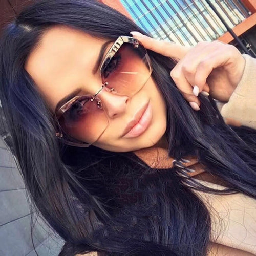 BRAND DESIGN Luxury Polarized Sunglasses Men Women Driving Rimless Sun Glasses