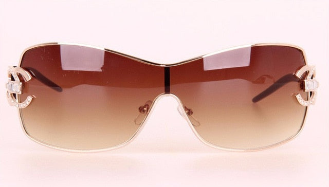 Luxury Diamond Women Sunglasses Women Brand Designer With Logo Gold