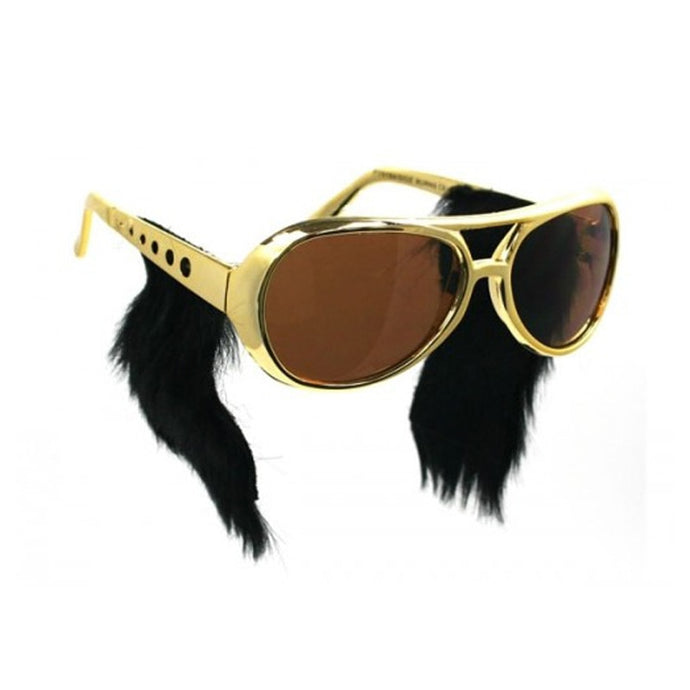 Free Shipping Hot Sell Gold Frame Classic Elvis Glasses with Sideburns