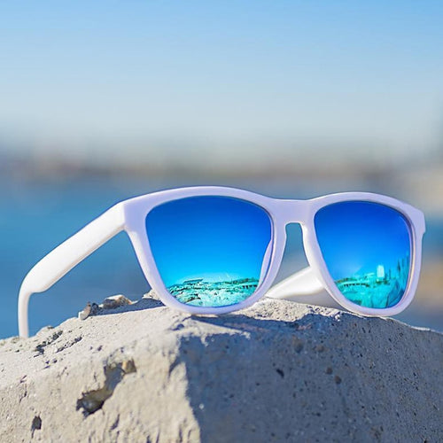 Dokly Unisex white frame blue lens Sunglasses Mirror Oculos Sun Glasses