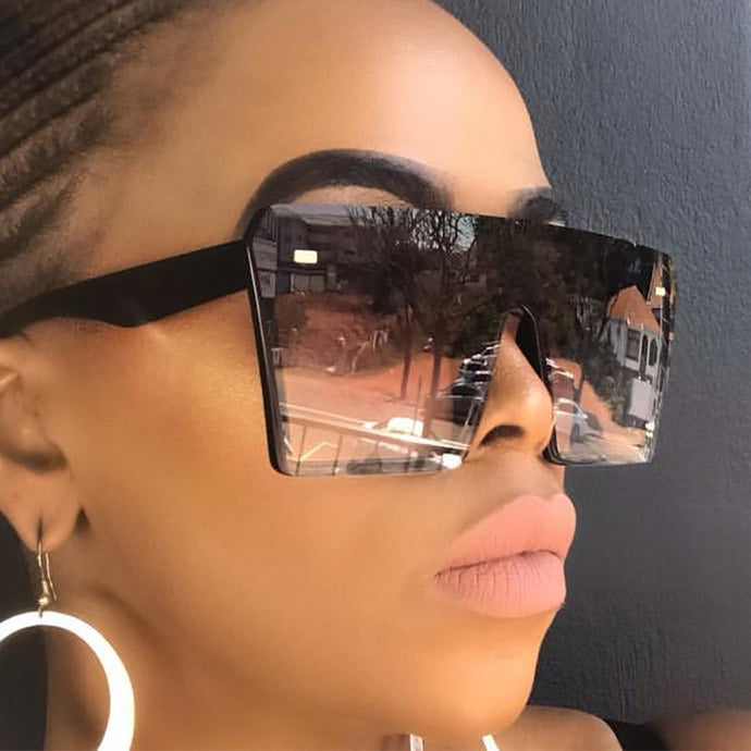 Oversized Square Sunglasses Women 2019 Luxury Brand Fashion Flat Top Red Black Clear